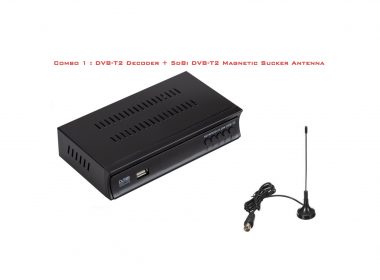 Combo 1 : DVB-T2 Decoder + 5dbi DVB-T2 whip antenna